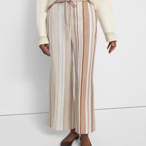 Theory Striped Twill Wide Crop Pant NWOT